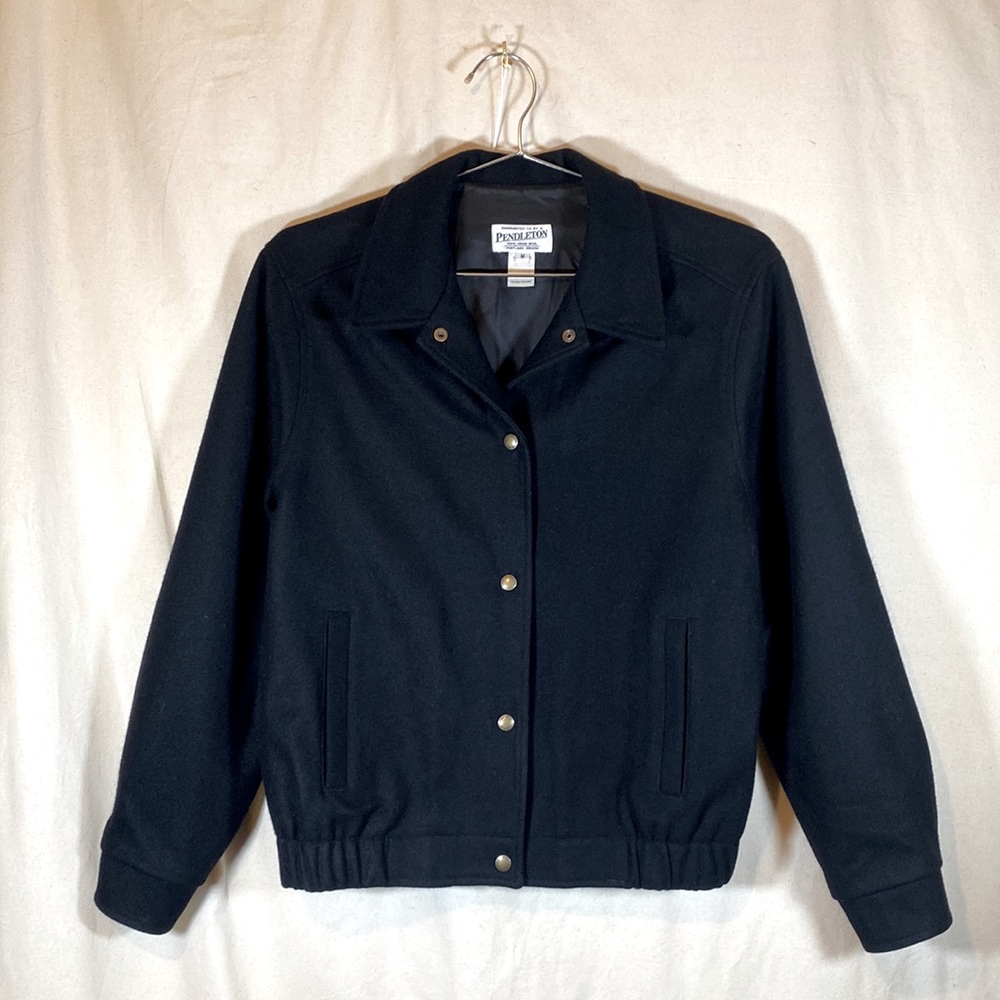 Mens Black Wool Pendleton Coach Jacket Medium M USA